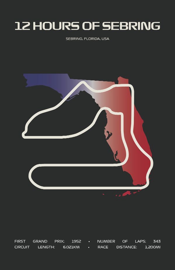 12 Hours of Sebring Poster – Minimal Series