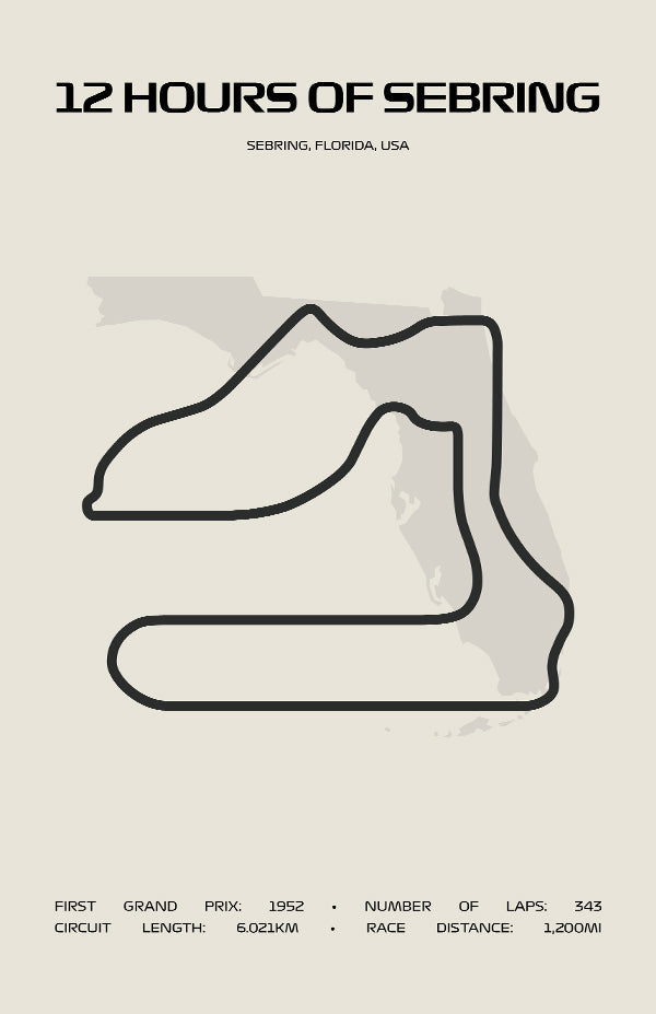 12 Hours of Sebring Poster – Minimal Series