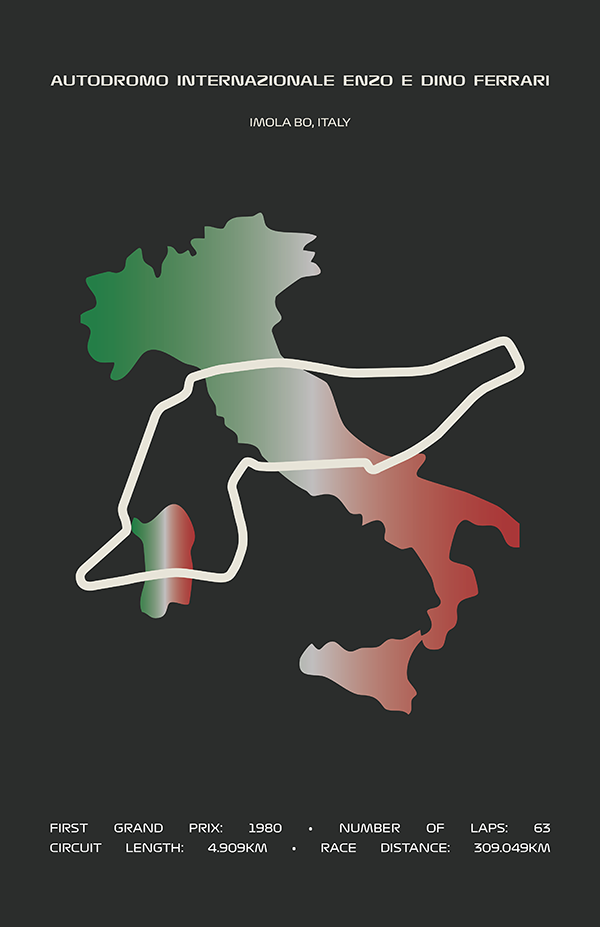 Autodromo Internazionale Enzo e Dino Ferrari Poster – Minimal Series