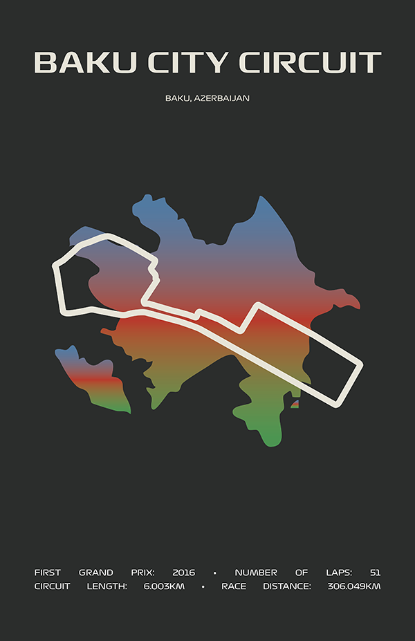 Baku City Circuit Poster – Minimal Series