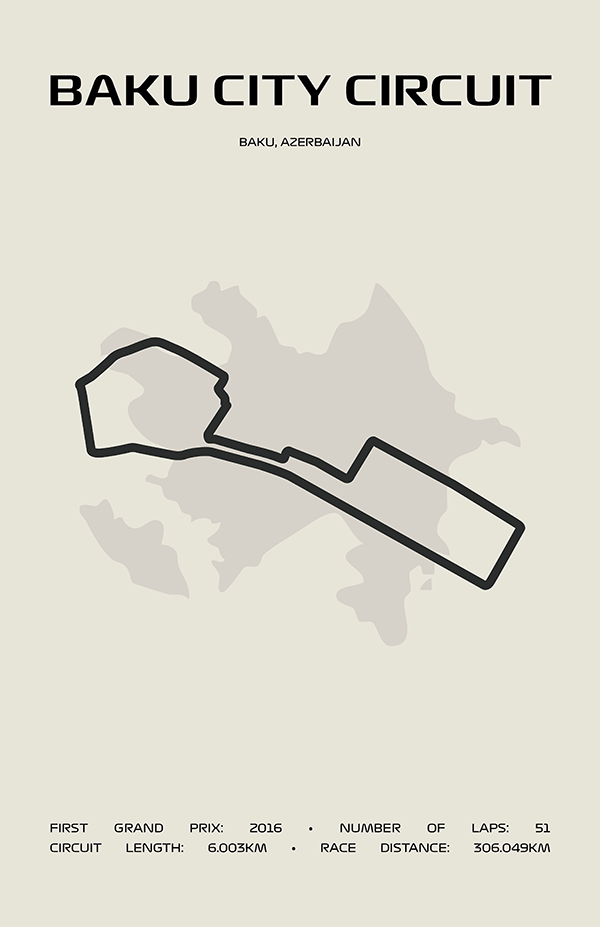 Baku City Circuit Poster – Minimal Series