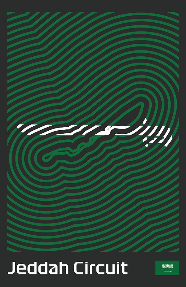Jeddah Corniche Circuit Poster – Line Series