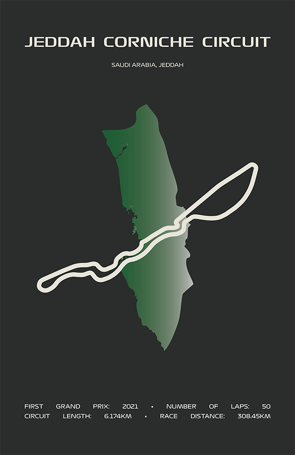 Jeddah Corniche Circuit Poster – Minimal Series