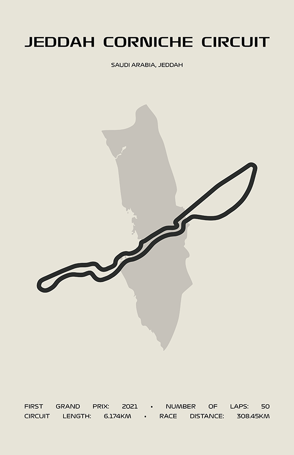 Jeddah Corniche Circuit Poster – Minimal Series