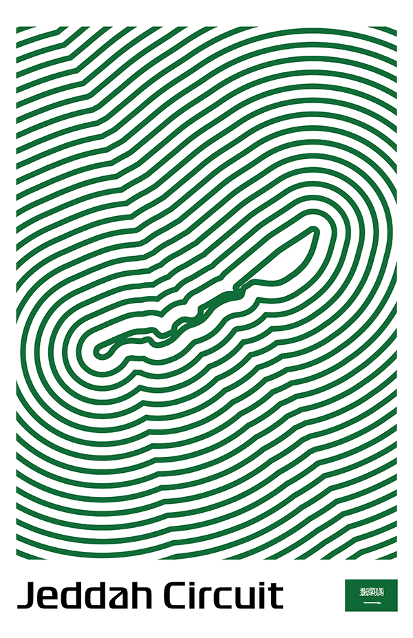 Jeddah Corniche Circuit Poster – Line Series