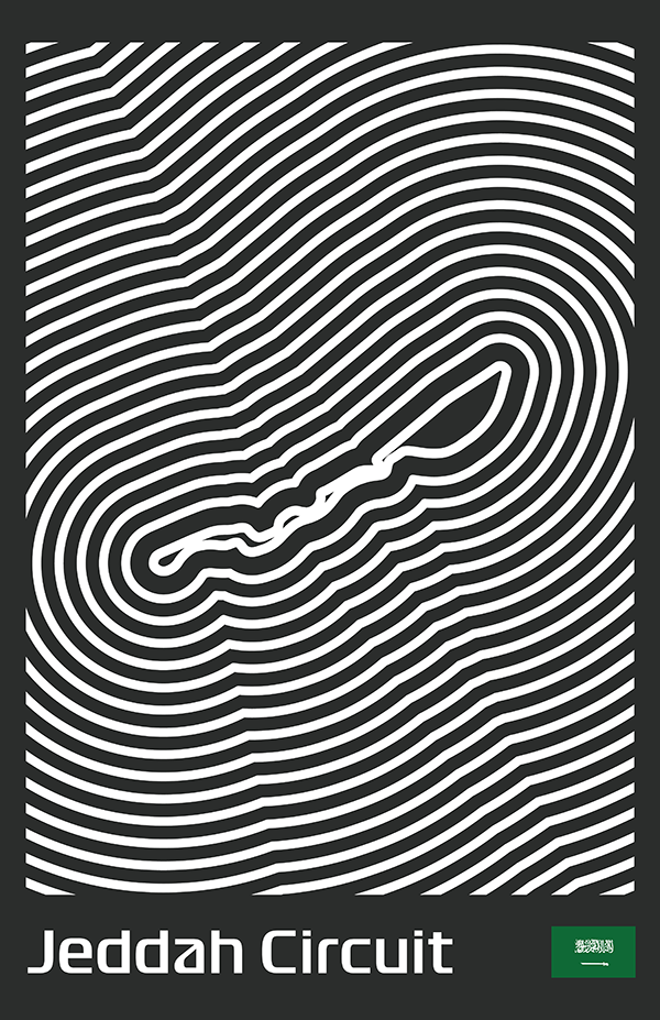 Jeddah Corniche Circuit Poster – Line Series