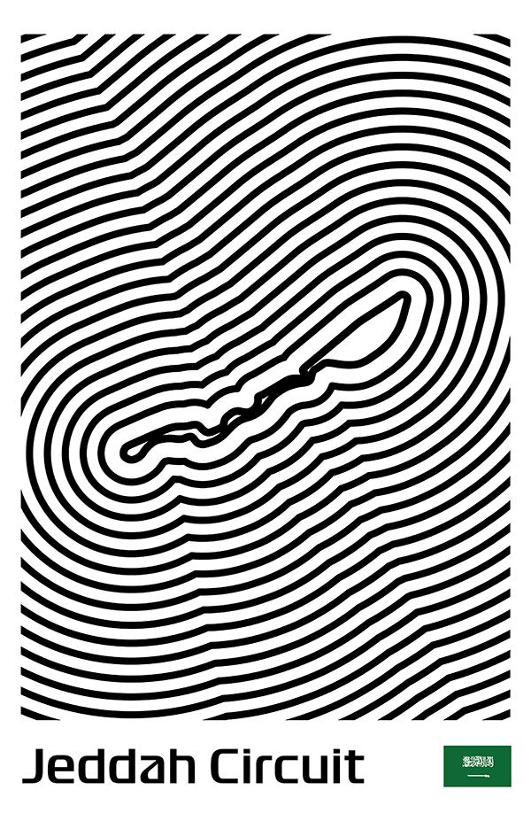 Jeddah Corniche Circuit Poster – Line Series